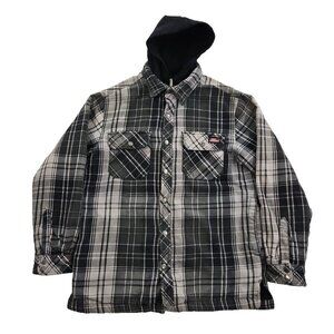 Dickies Full Zip Shacket Hoodie Men's M (38-40) Gray Quilted Lining Buttons EUC
